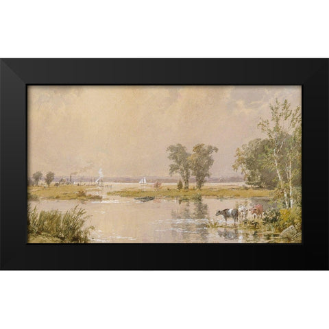 Hackensack Meadows Black Modern Wood Framed Art Print by Cropsey, Jasper Francis