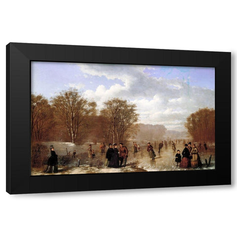 Skating on the Wissahickon Black Modern Wood Framed Art Print with Double Matting by Culverhouse, Johan Mengels