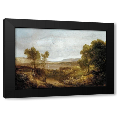 On the Hudson Black Modern Wood Framed Art Print by Doughty, ThomasÂ 
