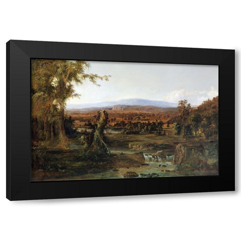Landscape with Shepherd Black Modern Wood Framed Art Print by Duncanson, Robert S.