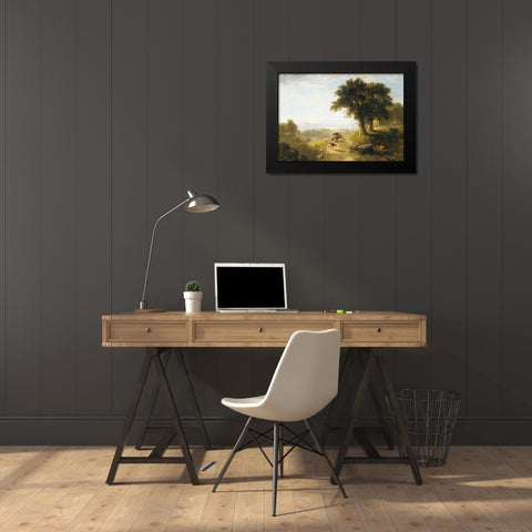 River Scene Black Modern Wood Framed Art Print by Durand, Asher Brown