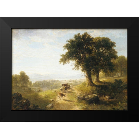 River Scene Black Modern Wood Framed Art Print by Durand, Asher Brown