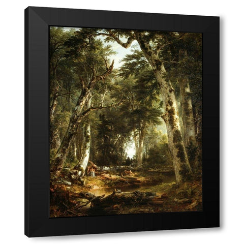 In the Woods Black Modern Wood Framed Art Print with Double Matting by Durand, Asher Brown