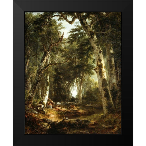 In the Woods Black Modern Wood Framed Art Print by Durand, Asher Brown