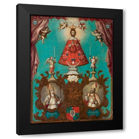 The Virgin of El Camino with St. FermÃ­n and St. Saturnino Black Modern Wood Framed Art Print with Double Matting by EnrÃ­quez, Nicolas