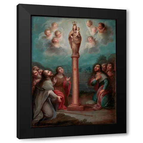 The Apparition of the Virgin of El Pilar to St. James Black Modern Wood Framed Art Print with Double Matting by EnrÃ­quez, Nicolas