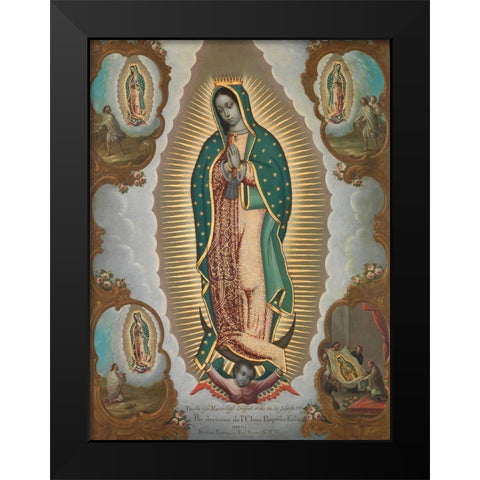 The Virgin of Guadalupe with the Four Apparitions Black Modern Wood Framed Art Print by EnrÃ­quez, Nicolas
