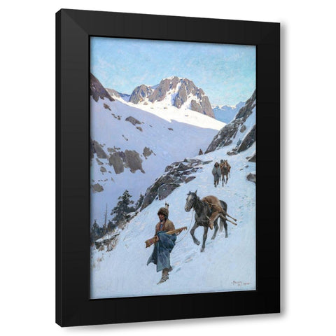 A Successful Hunt Black Modern Wood Framed Art Print with Double Matting by Farny, Henry Francois