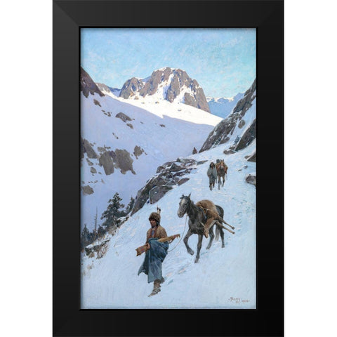 A Successful Hunt Black Modern Wood Framed Art Print by Farny, Henry Francois