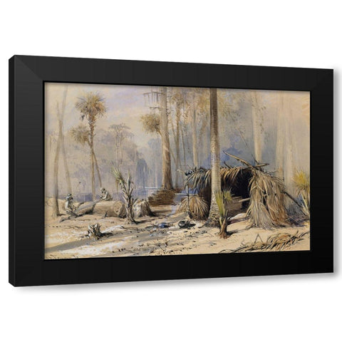 The Cypress-Shingle Yard, Ocklawaha River, Florida Black Modern Wood Framed Art Print by Fenn, Harry