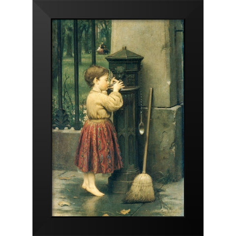 The Crossing Sweeper Black Modern Wood Framed Art Print by Guy, Seymour Joseph