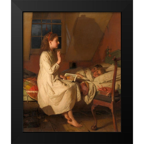 Story of Golden Locks Black Modern Wood Framed Art Print by Guy, Seymour Joseph
