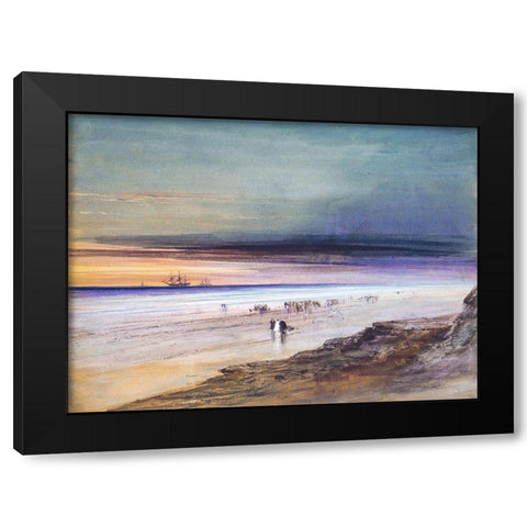 Beach Scene Black Modern Wood Framed Art Print by Hamilton, James