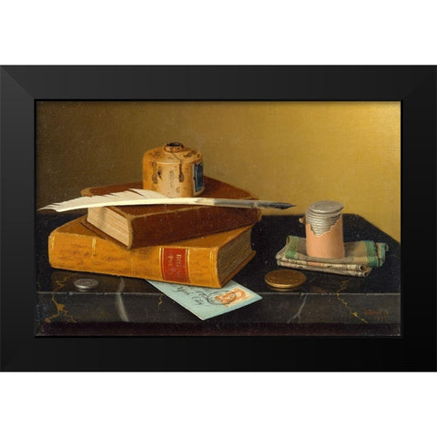 The Bankers Table Black Modern Wood Framed Art Print by Harnett, William Michael