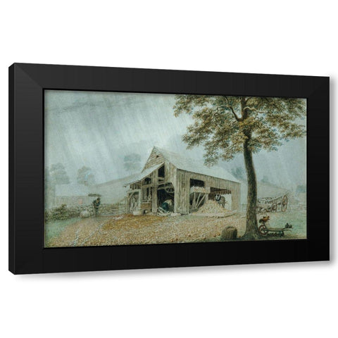 Rainstormâ€”Cider Mill at Redding, Connecticut Black Modern Wood Framed Art Print by Harvey, George