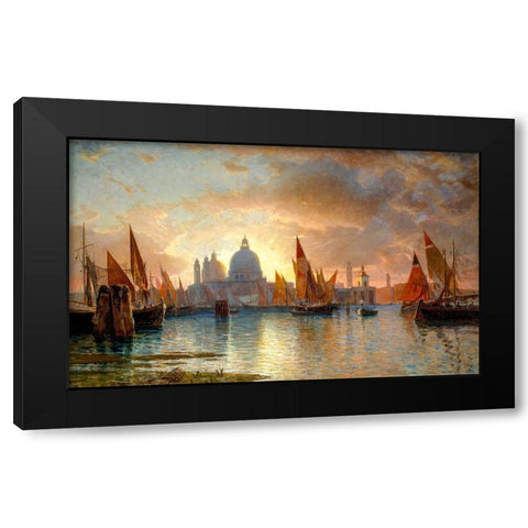 Santa Maria della Salute, Sunset Black Modern Wood Framed Art Print by Haseltine, William Stanley