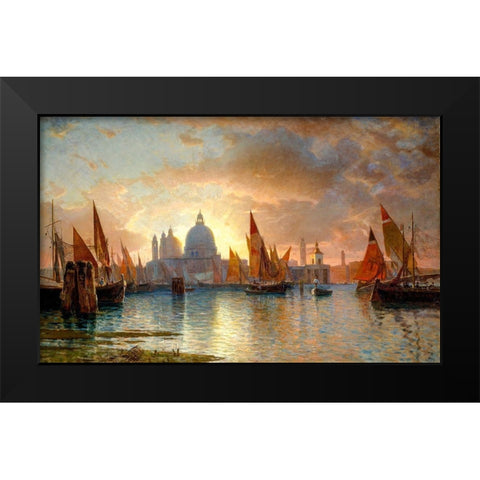 Santa Maria della Salute, Sunset Black Modern Wood Framed Art Print by Haseltine, William Stanley