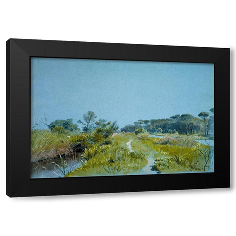 Castel Fusanoâ€”Near Rome Black Modern Wood Framed Art Print with Double Matting by Haseltine, William Stanley