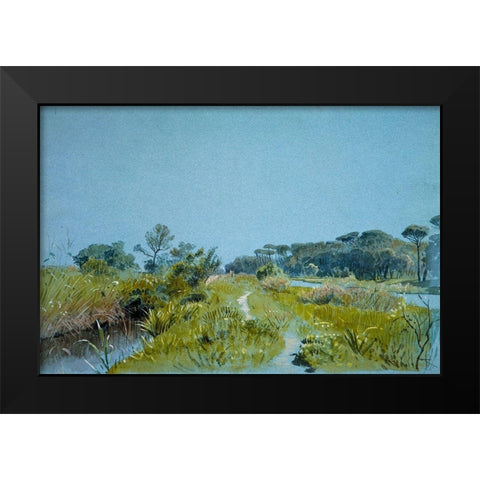 Castel Fusanoâ€”Near Rome Black Modern Wood Framed Art Print by Haseltine, William Stanley