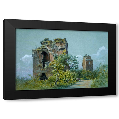 Baths of Trajan (Sette Sale, Villa Brancaccio, Rome) Black Modern Wood Framed Art Print by Haseltine, William Stanley