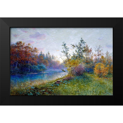 Mill Dam in Traunstein Black Modern Wood Framed Art Print by Haseltine, William Stanley
