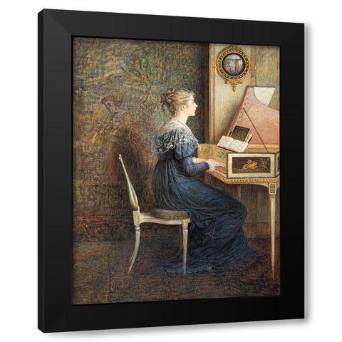 An Old Song Black Modern Wood Framed Art Print with Double Matting by Hennessy, William John