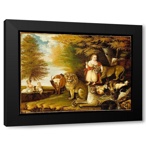 Peaceable Kingdom Black Modern Wood Framed Art Print by Hicks, Edward