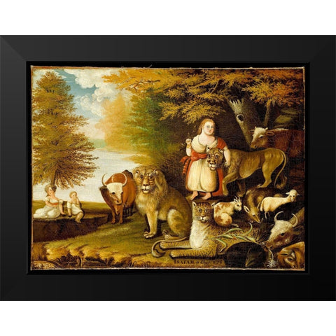 Peaceable Kingdom Black Modern Wood Framed Art Print by Hicks, Edward