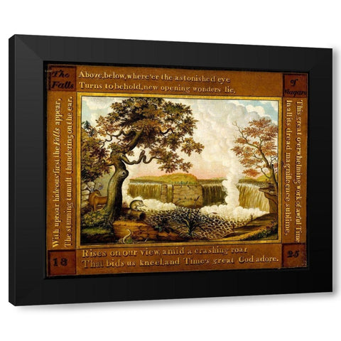 The Falls of Niagara Black Modern Wood Framed Art Print by Hicks, Edward