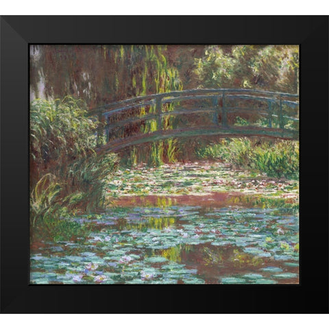 Water Lily Pond Black Modern Wood Framed Art Print by Monet, Claude