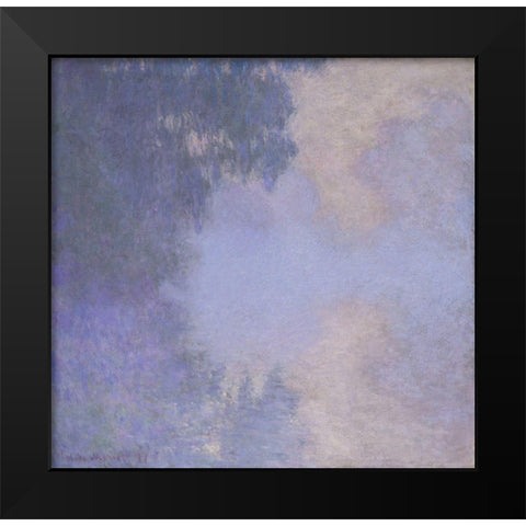 Branch of the Seine near Giverny (Mist) Black Modern Wood Framed Art Print by Monet, Claude