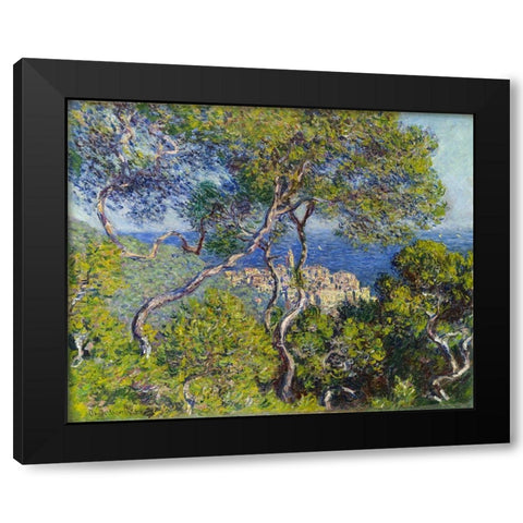 Bordighera Black Modern Wood Framed Art Print with Double Matting by Monet, Claude
