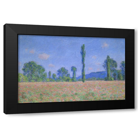 Poppy Field (Giverny) Black Modern Wood Framed Art Print with Double Matting by Monet, Claude