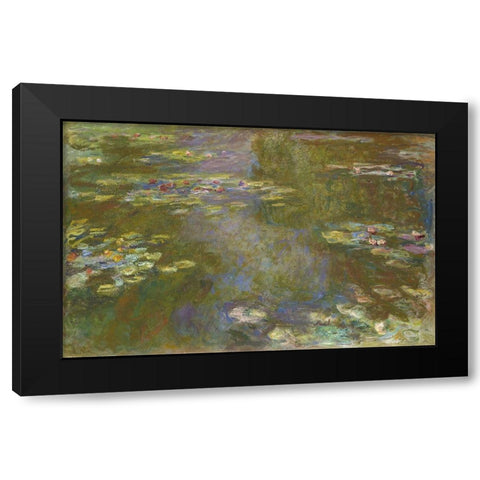 Water Lily Pond Black Modern Wood Framed Art Print by Monet, Claude