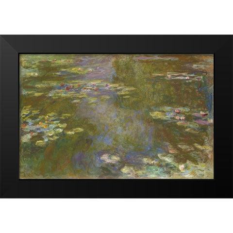 Water Lily Pond Black Modern Wood Framed Art Print by Monet, Claude