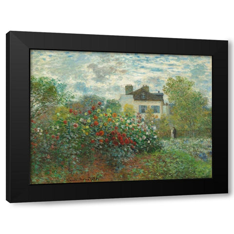 The Artists Garden in Argenteuil Black Modern Wood Framed Art Print with Double Matting by Monet, Claude