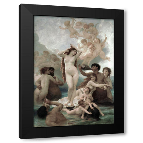 The Birth of Venus Black Modern Wood Framed Art Print with Double Matting by Bouguereau, William-Adolphe