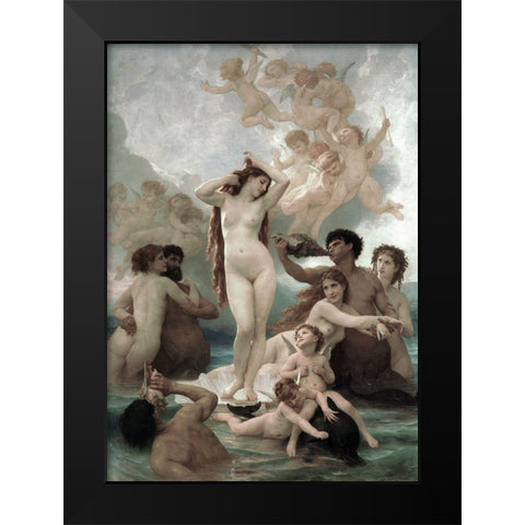The Birth of Venus Black Modern Wood Framed Art Print by Bouguereau, William-Adolphe