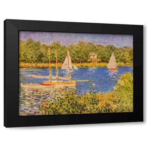 Seine at Argenteuil Black Modern Wood Framed Art Print by Monet, Claude