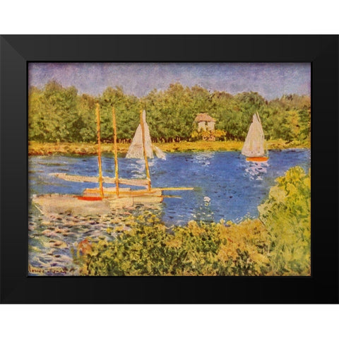 Seine at Argenteuil Black Modern Wood Framed Art Print by Monet, Claude