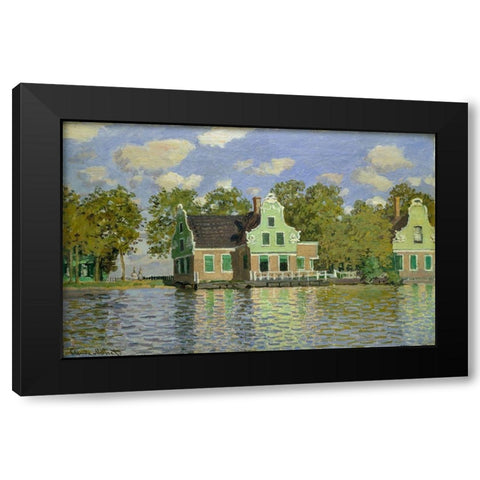The House on the River Zaan in Zaandam Black Modern Wood Framed Art Print by Monet, Claude