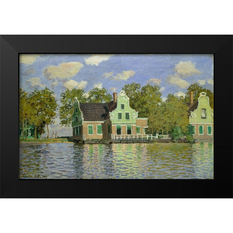The House on the River Zaan in Zaandam Black Modern Wood Framed Art Print by Monet, Claude