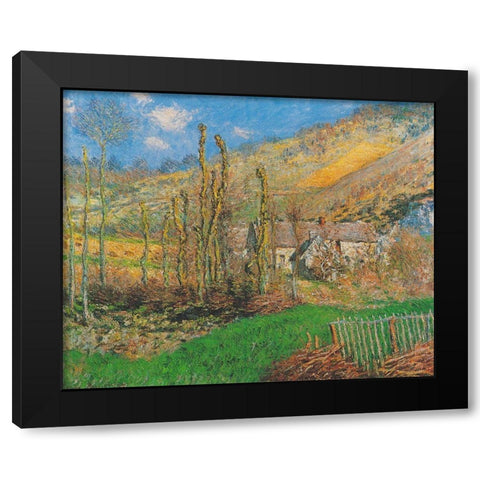 Winter Landscape at the Val de Falaise (Giverny) Black Modern Wood Framed Art Print with Double Matting by Monet, Claude