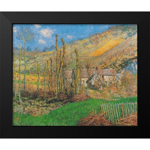 Winter Landscape at the Val de Falaise (Giverny) Black Modern Wood Framed Art Print by Monet, Claude