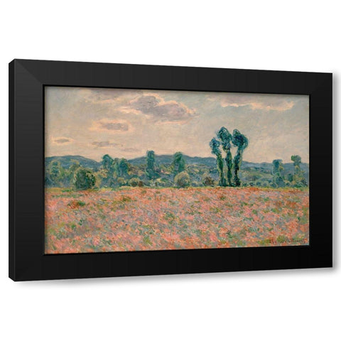 Poppy Field Black Modern Wood Framed Art Print with Double Matting by Monet, Claude