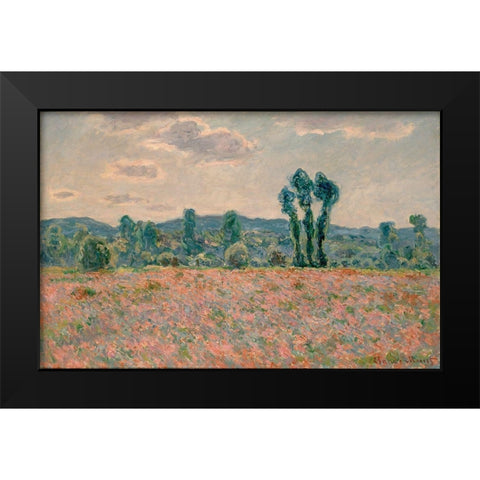 Poppy Field Black Modern Wood Framed Art Print by Monet, Claude