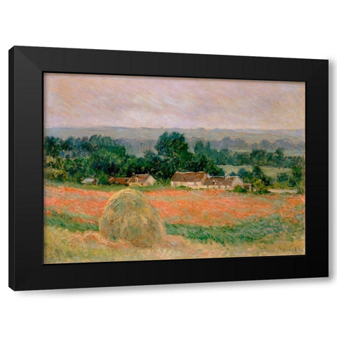 Haystack at Giverny Black Modern Wood Framed Art Print with Double Matting by Monet, Claude