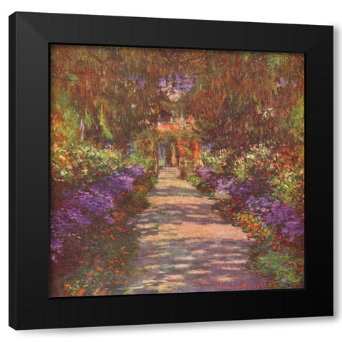 Garden way Black Modern Wood Framed Art Print with Double Matting by Monet, Claude