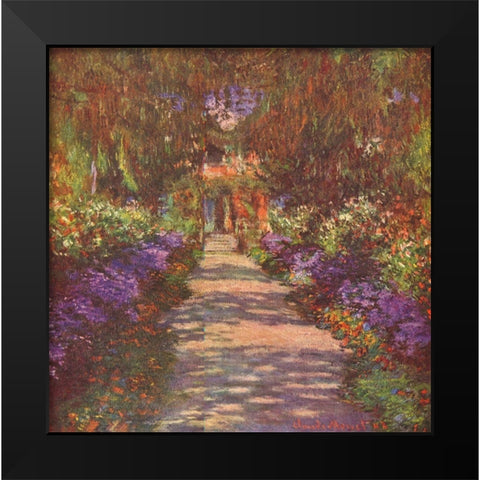Garden way Black Modern Wood Framed Art Print by Monet, Claude