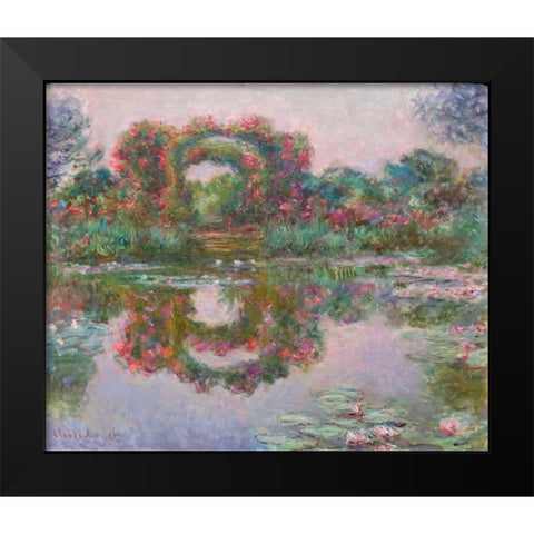 Flowering Arches, Giverny Black Modern Wood Framed Art Print by Monet, Claude
